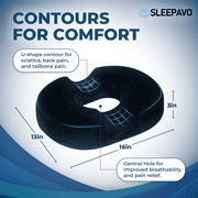 Sleepavo Seat Donut Pillow for Tailbone Pain Relief Cushion - Hemorrhoid pillow - Butt Cushions Pillow for Pressure Relief, Chair, Coccyx, Sciatica, Postpartum Pregnancy Sitting Pillow Donut Cushion