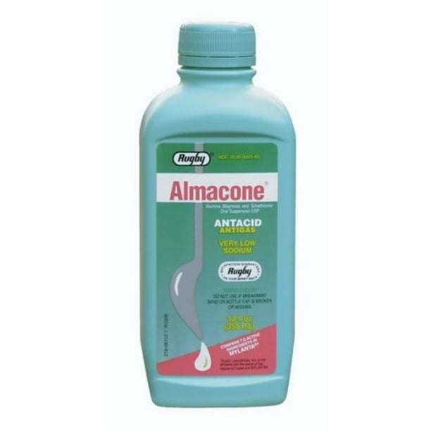 Almacone Antacid Antigas Liquid Suspension, with very low sodium, 12 oz