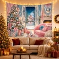 thumbnail image 3 of Pink Decorated Tree In Cozy Bedroom Window Scene, Dreamy Vintage Style for Festive Decor Lovers, Seasonal Wall Art, Christmas Gift Tapestry Wall Hanging for Bedroom and Living Room, 3 of 7