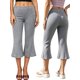 thumbnail image 2 of Pantalones capri para mujer, elegantes, con ojales metálicos, cintura elástica y corte acampanado., 2 of 9