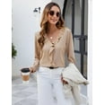 thumbnail image 3 of Womens Dressy Casual Blouse Business Long Sleeve Tops Ruffle V Neck Work Shirt Fall Outfit 2024, 3 of 5