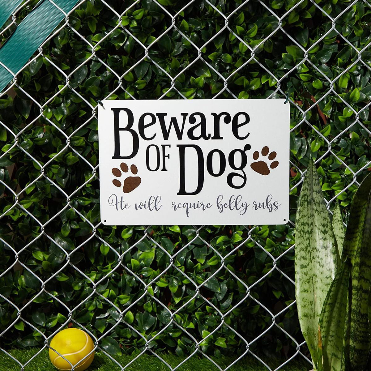 Beware of Dog Ghost Aged Blue Wind-Resistant Outdoor Mesh Vinyl Banner CGSignLab 12x4 