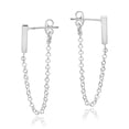 thumbnail image 2 of Minimalist Sterling Silver Bar Chain .925 Sterling Silver Front to Back Hoop Earring, 2 of 5