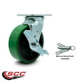 thumbnail image 2 of 6 Inch Green Poly on Cast Iron Caster with Roller Bearing and Brake/Swivel Lock, 2 of 2