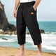 thumbnail image 1 of Ceisia Men's Gift Relaxed Three-quarter Cotton Linen Pants Breathable Elastic Waist Frog Button Multi-Color, 1 of 7