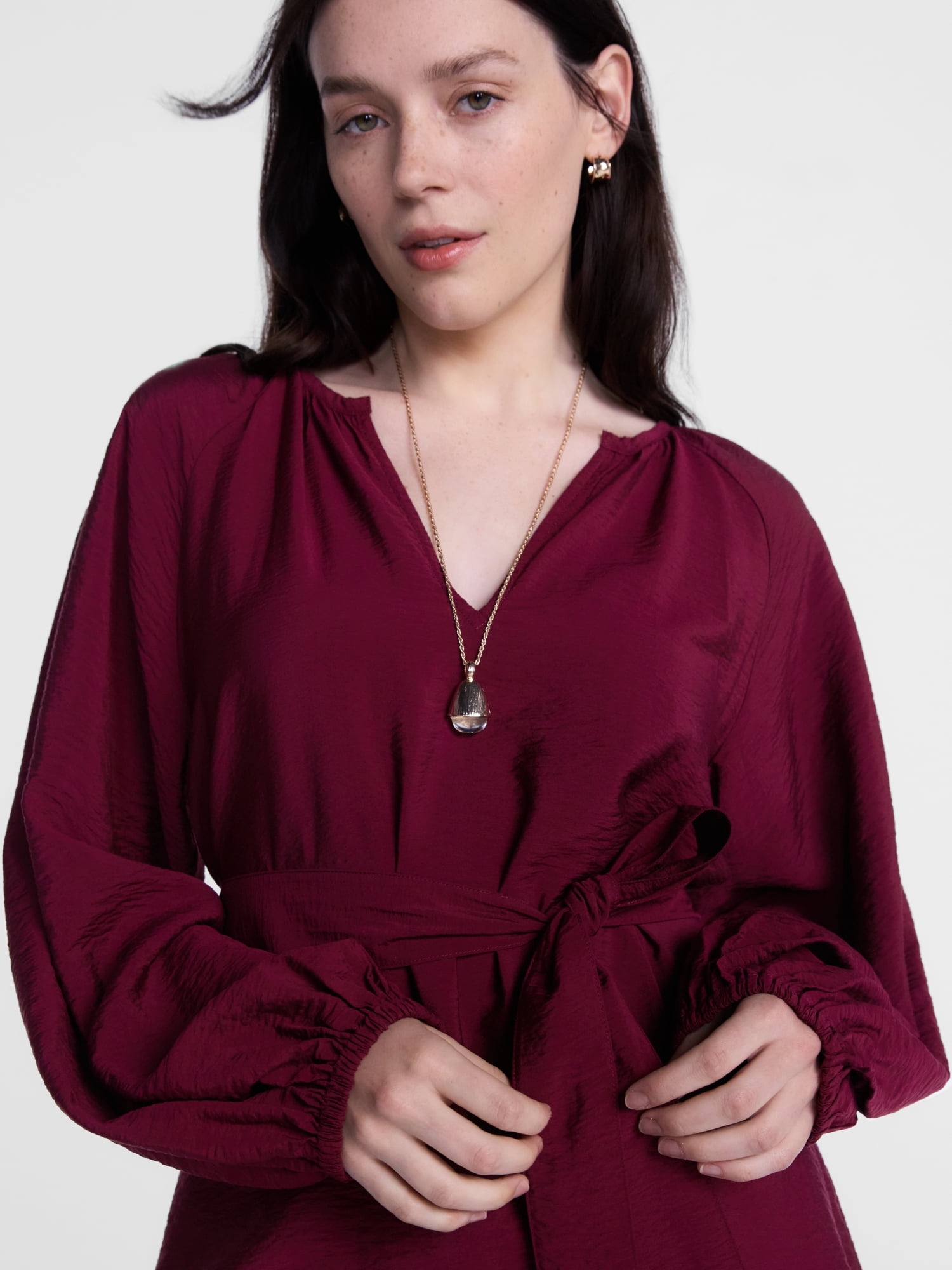 Scenario Women's and Women's Plus Mini Dress with Long Balloon Sleeves, Sizes XS-4X