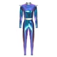 thumbnail image 3 of iiniim Shiny Metallic Alien Costume for Women Full Body Catsuit Halloween Outfit Blue XL, 3 of 7