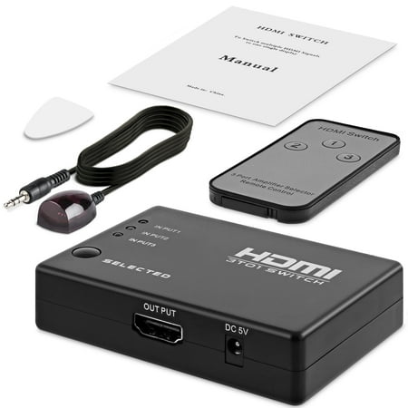 Fosmon Smart HDMI 3x1 3 Port Switch / Switcher with IR Remote -Supports 3D
