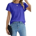 thumbnail image 2 of Fantaslook Pleated Blouses for Women Dressy Casual Tops Business Work Shirts Ruffle Sleeve Crew Neck Summer Outfits, 2 of 8