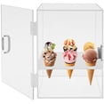 thumbnail image 3 of Acrylic Ice Cream Cone Holder Stand,9 Holes Ice Cream Cone Display Case Countertop,Transparent Waffle Cone Holder Egg Roll Display Case with Door&Handle and Removable Shelf, Display for Cones, 3 of 9