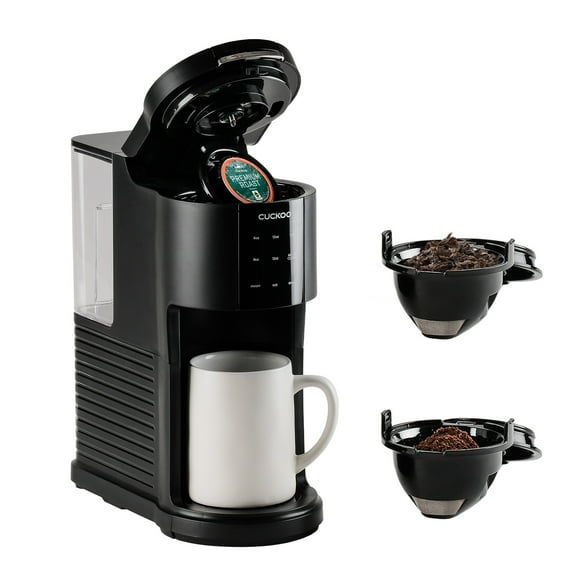 Cuckoo 3‑in‑1 K‑Cup Coffee Maker – 1.2L, 5 Cup Sizes, Self‑Cleaning, Black (CCM-AK011B)