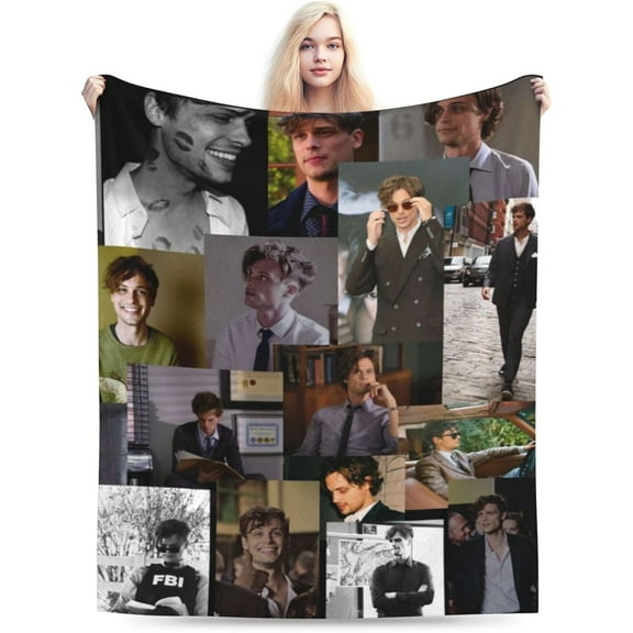 Soft Flannel Fleece Blanket Matthew-Gray-Gubler Plush Throw Cozy Blankets for Couch Sofa 60"x50"