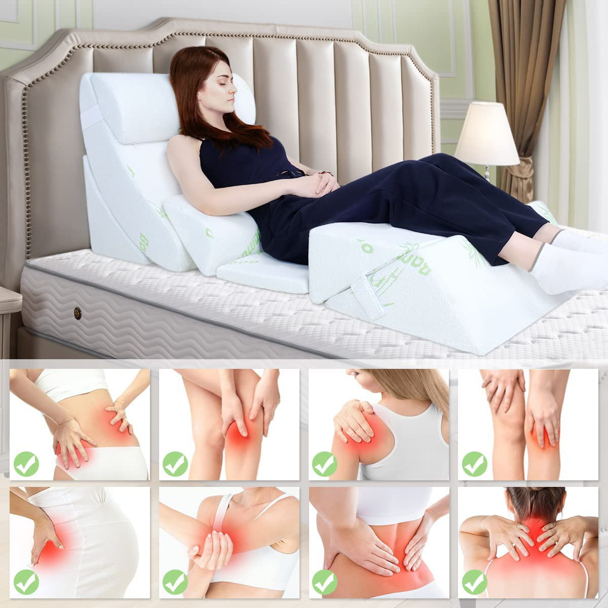 Bed Wedge Pillow Set 7PCS, Premium Foam Orthopaedic Wedge Pillow for Back  Neck Leg Pain Relief - Adjustable  Comfortable Wedge Pillows - Great for  Sleeping, Reading, Rest Elevation, FACESOFT - Walmart.com