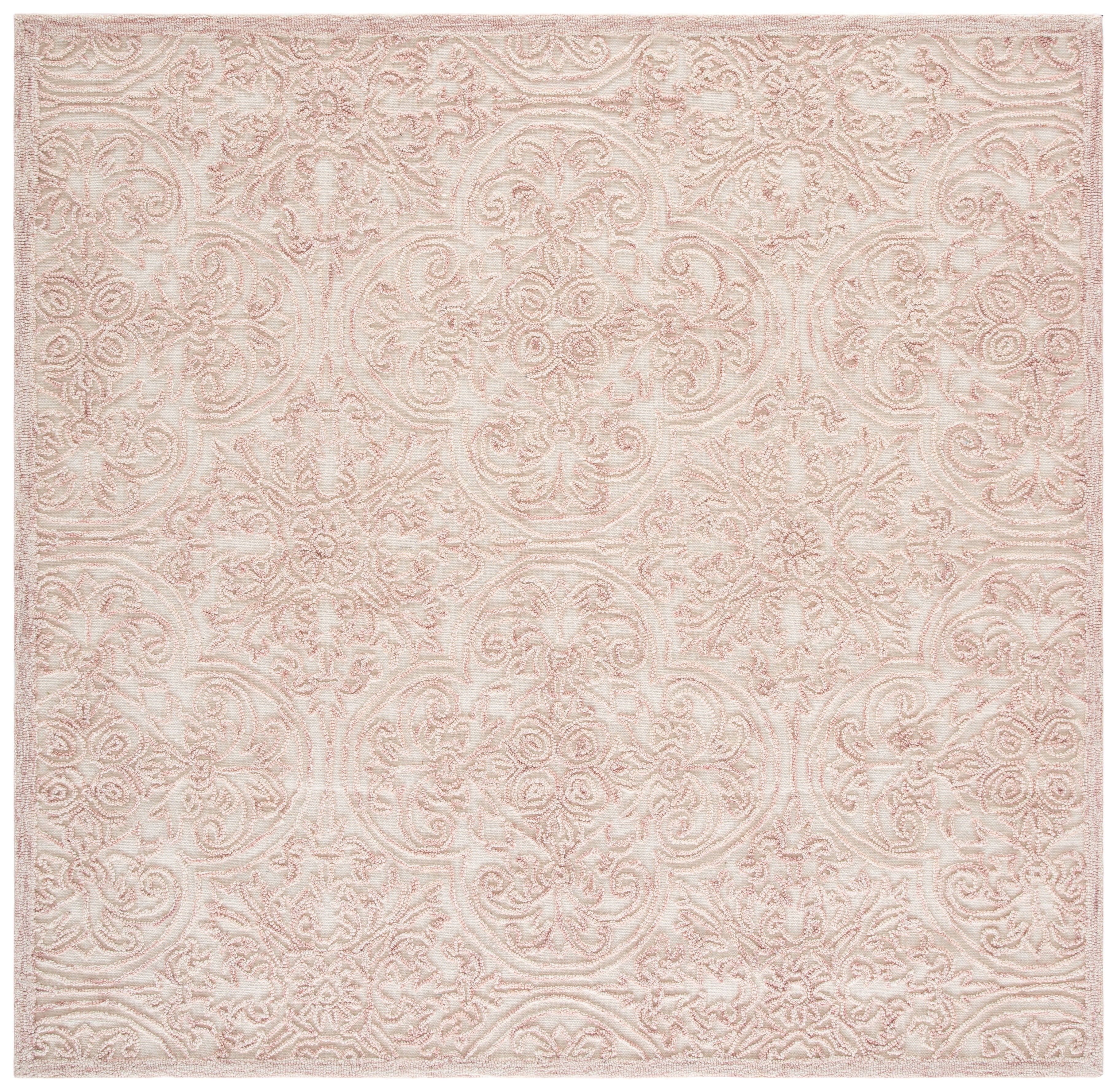 Safavieh Trace Burton Geometric Area Rug, Ivory/Pink, 4' x 4' Square