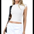 thumbnail image 1 of Camiseta Ajustada Sin Espalda para Mujer, de Corta, Cuello Redondo, Informal, de Verano, Estilo Y2K XS, 1 of 7