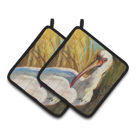 Carolines Treasures JMK1222PTHD White Ibis Pair of Pot Holders  7.5HX7.5W multicolor