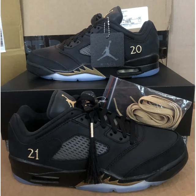 Ni - ke Ni - ke Air Jordan 5 Low Retro 8 WINGS Heritage Class 2020 2021 WF Black Gold NWB