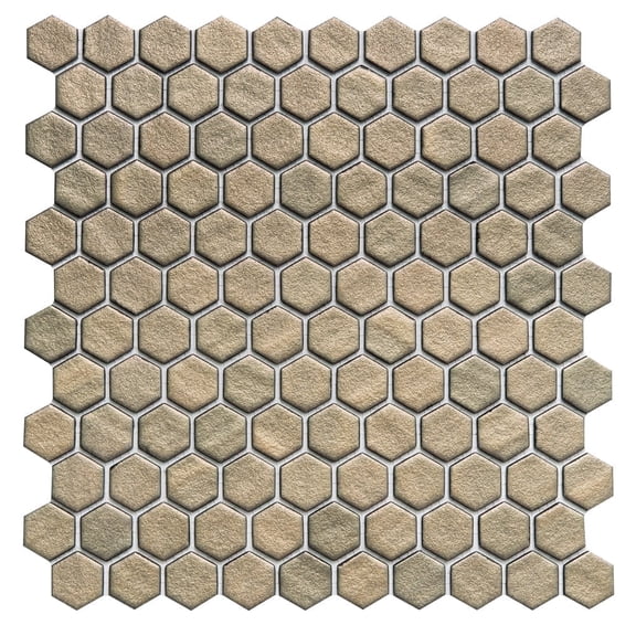 The Tile Life Eterna Hex 12" x 12" Gold Glass Hexagon Mosaic Floor and Wall Tile, 1 Sheet