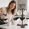 thumbnail image 6 of Mug Holder Tree for Countertop | 2-Tier Coffee Cup Stand & Rack Holds 6 Large Mugs, 5oz to 20oz | Space-Saving Mug Stand with Solid Wood Base | Kitchen Counter Organizer & Coffee Bar Accessories, 6 of 13
