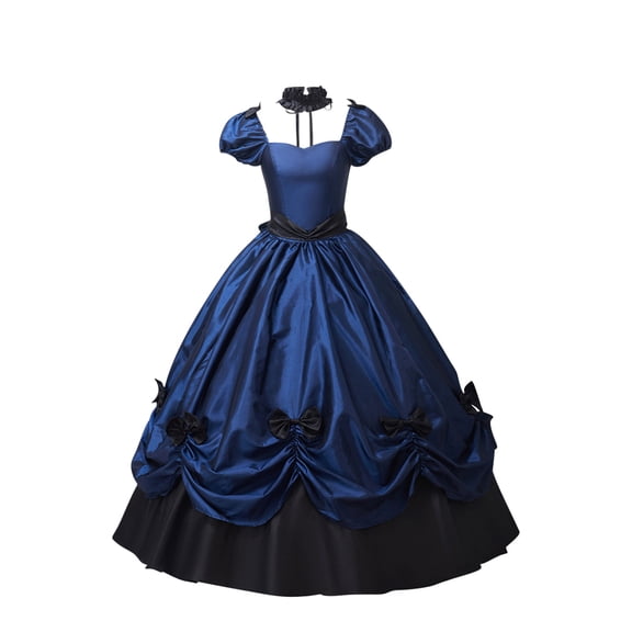 Fsgntruao Renaissance Dresses forWomen Square Neck Short Sleeve Dress Maxi Dress Victorian Medieval Court Dress forParty Cosplay Costume