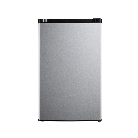 Open Box Mainstays 4. 4 Cu. ft. Single Door Mini Refrigerator, Stainless Steel Look