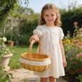 thumbnail image 5 of Zeyigg Handmade Rattan Woven Shopping Basket, Outdoor Picnic Basket Vegetable Picking Basket, Old-Fashioned Handled Tote for Flowers&nbsp;,B, 5 of 5