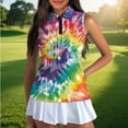 thumbnail image 4 of Uorisanigo Colorful Tie-Dye Women's Golf Top Casual Quarter Zip Women's Sleeveless Golf Tennis Shirts Quick Dry Comfortable Athletic Shirt for Tennis Hiking & Outdoor Sports, 4 of 7