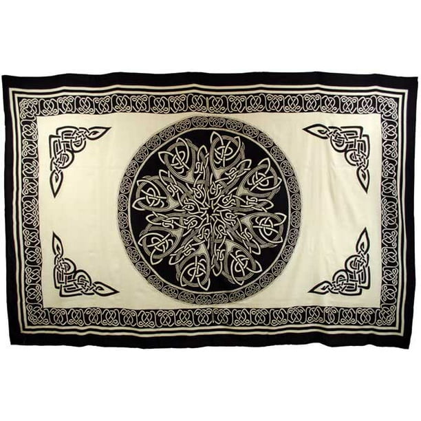 Home Décor Tapestries Ancient Celtic Design Black And White Hand Dyed Large Bed Spread 72 X 108 Com - Celtic Design Home Decor