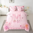 thumbnail image 2 of Castle Fairy Monogrammed Letter 7pcs Bedding Comforter Set,Dreamy Princess Queen Bedding Sets Super Cozy,Flower Butterfly Queen Sheet Sets,Microfiber Pink Bow Bedroom Decor,Reversible, 2 of 8