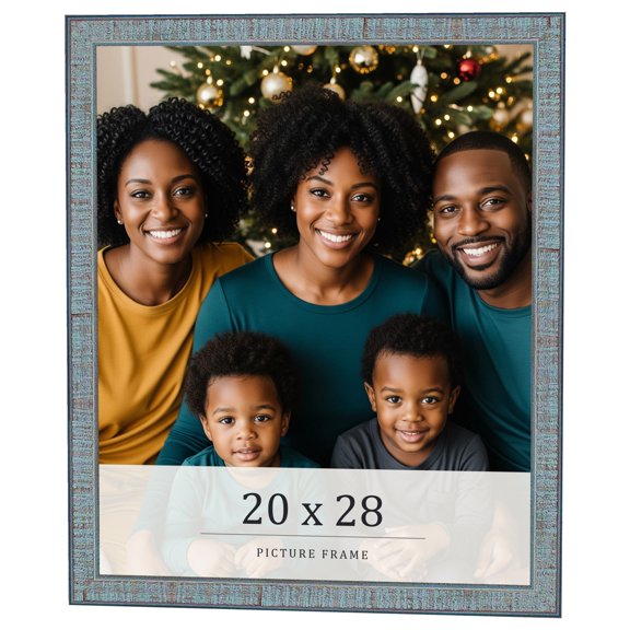 20x28 Frame Blue Scuffed Farm Board Solid Wood Picture Frame Width 0.75 Inches | Interior Depth 0.5