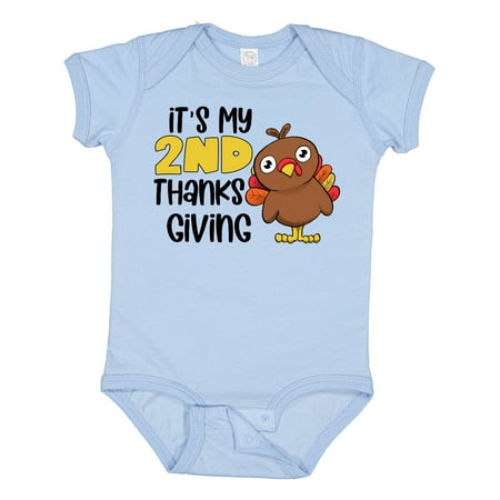 

Inktastic It s My 2nd Thanksgiving Cute Turkey Gift Baby Boy or Baby Girl Bodysuit