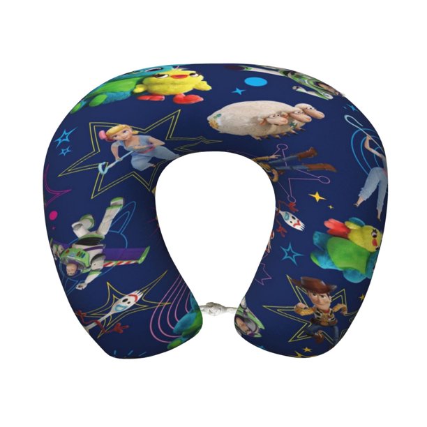 Almohada de viaje Toy Story con espuma viscoelástica en forma de U para el cuello, reposacabezas portátil superligero, ideal para sillas de avión, automóviles, hogares, oficinas, cojines para