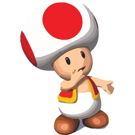 Toad Mushroom Character Super Mario Bros Arcade Game Wall Sticker Art Design Decal for Girls Boys Kids Room Bedroom Nursery Kindergarten Fun Home Decor Wall Art Vinyl Decoration Size (30x27 inch)