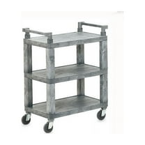 Vollrath 97112 Open 3-Shelf Gray Utility Cart w/ Plastic Uprights
