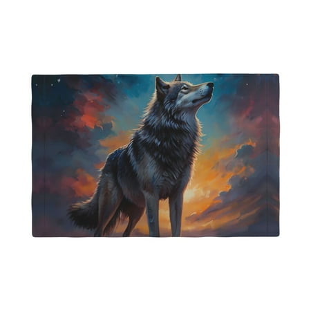 

Placemats Set of 4 Moonlit Night Sky Wolf Place mats for Dining Table Indoor/Outdoor Cute Heat Resistant Washable Table Mats(18 x 12 )