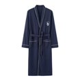 thumbnail image 1 of Men's Cotton Robe Plus Size Bathrobe Lightweight Spa Soft Sleepwear, 1 of 2