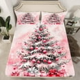 thumbnail image 2 of Manfei Happy Christmas Bed Sheets,Chic Xmas Tree King Sheets,Pink Happy New Year Gift Sheet Set For Boys Kids,Microfiber Bedroom Decor,4 Pieces, 2 of 7