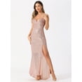 thumbnail image 2 of DARING DIVA Women's V Neck Spaghetti Straps Maxi Dresses S Rose Gold, 2 of 6