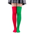 thumbnail image 1 of Womens Long Socks Color Matching Thigh High Socks Over The Knee Socks Festival Christmas, 1 of 2