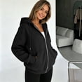 thumbnail image 6 of Womens Oversized Zip Up Hoodie Long Sleeve Casual Sweatshirt Relaxed Fit Hooded Jacket with Kangaroo Pocket, 6 of 6
