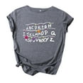 thumbnail image 2 of T-shirts d'Été pour Femmes Grande Taille à Manches Courtes T-Shirt d'Été pour Femmes avec Lettres de l'Alphabet Imprimées Fruit Décontracté à Manches Courtes T-Shirt à Col en V pour Femmes en Liquidation, 2 of 4