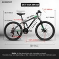 thumbnail image 2 of 27 Inch Mountain Bike, 21-Speed Full Suspension Trail Commuter City Bike, Carbon Steel Frame Disc Brakes Grip Shifter Front Fork Rear Shock Absorber Bicycles, 2 of 7