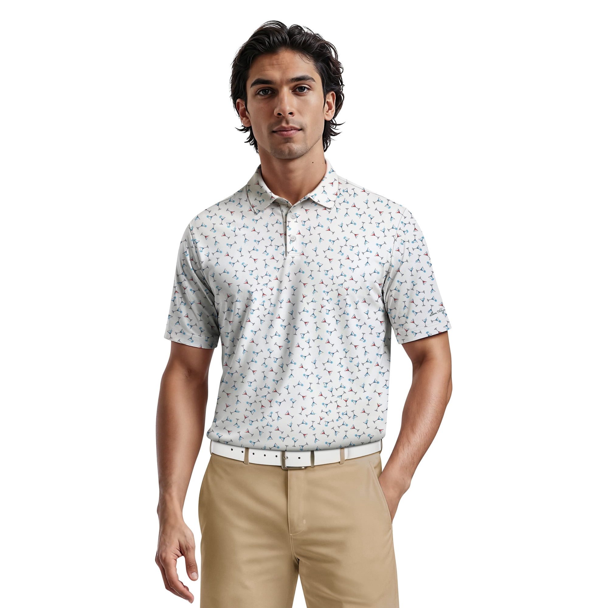Ben Hogan Men's & Big Men's Performance Martini Printed Short Sleeve Polo Shirt, up to 5XL