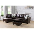 thumbnail image 6 of Starhome L Shaped Brown Couch with Ottoman(Pillows Included) Microfiber, 6 of 6