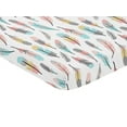 thumbnail image 3 of Sweet Jojo Designs Feather Blue Pink and Grey Mini Fitted Crib Sheet, 3 of 3