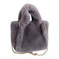 thumbnail image 1 of LinYooLi Sac Fourre-Tout en Fausse Fourrure Couleur Unie Automne Hiver Poignée Supérieure Doux Chaud Mode Portable Simple Décontracté pour Week-End Vacances, 1 of 6