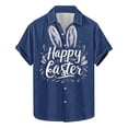 thumbnail image 5 of Lightweight Button Down Short Sleeve Shirt for Men Easter Bunny Egg Print Breathable Navy XXL, 5 of 6