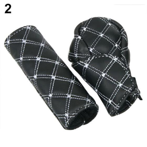 2Pcs/Set Faux Leather Hand Brake Shift Knob Cover Gear Case Car Interior Decor