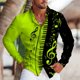 thumbnail image 1 of Camisa de verano para hombre con estampado de símbolo de instrumento musical, cuello tipo cárdigan, camisa informal de calle de un solo pecho, 1 of 6