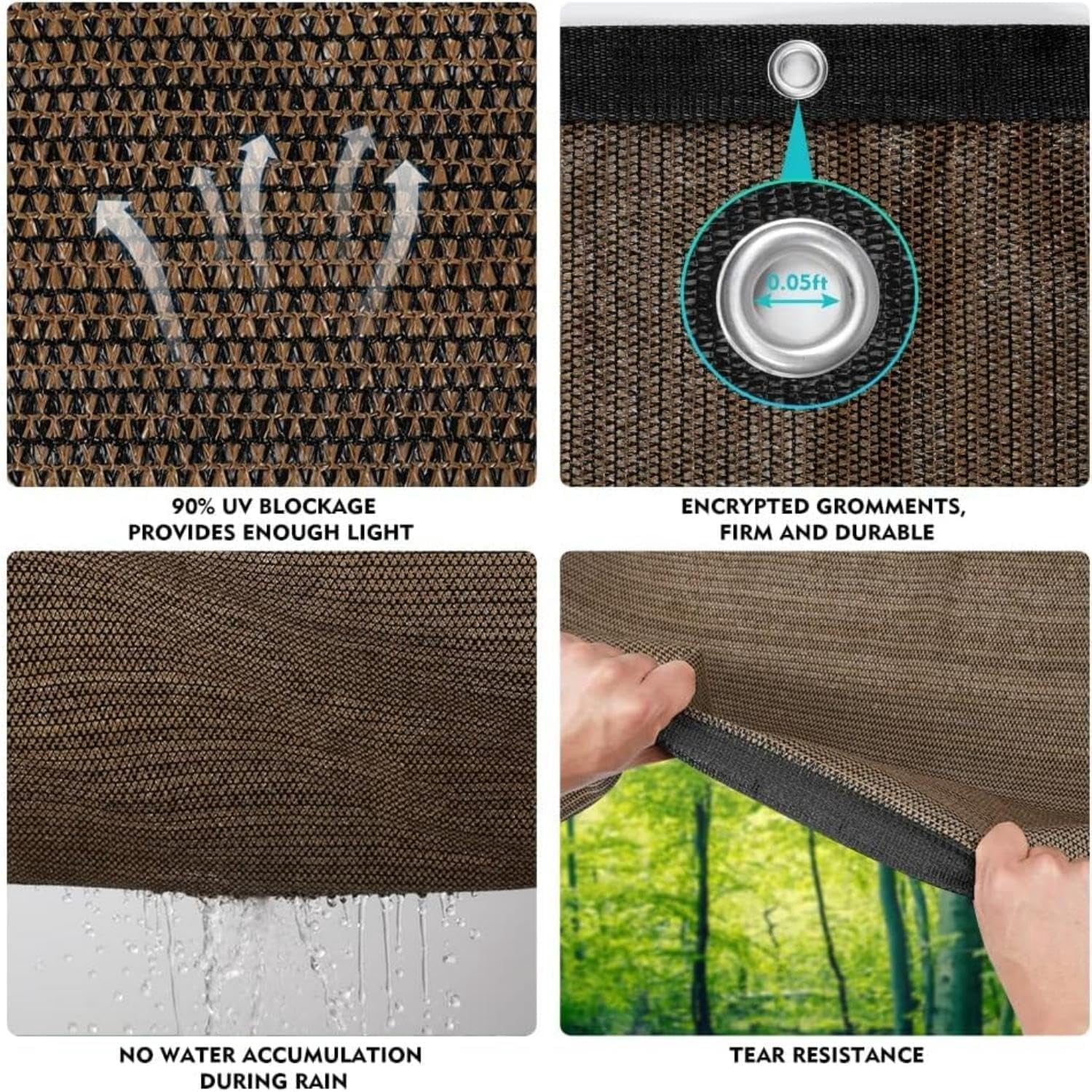 Shade Cloth, 90% Sun Shade Cloth with Grommets, Pergola Shade Cover Canopy, Mesh Tarp Sun Screens for Patio, Outdoor, Garden, Backyard - 6.5*10FT